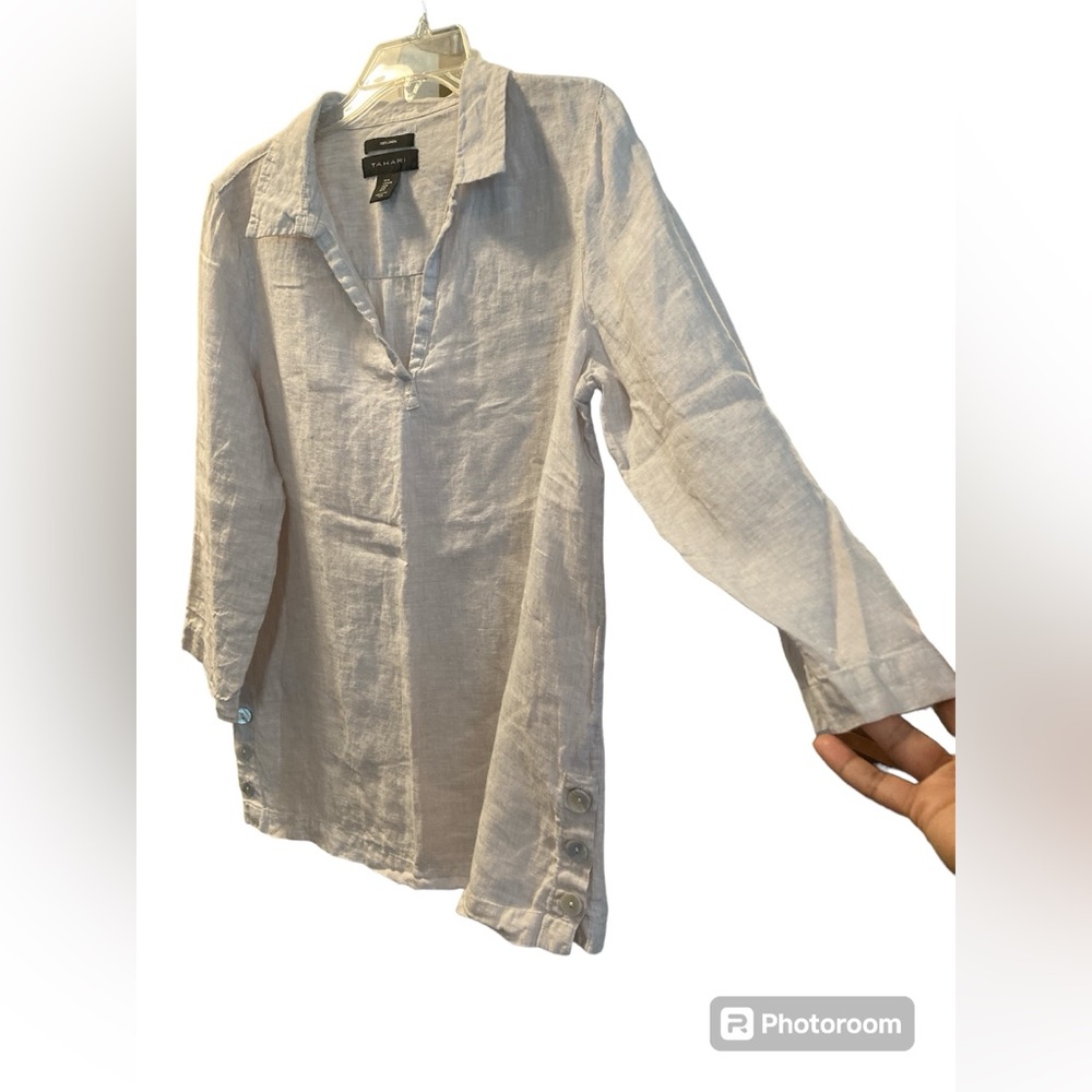 Tahari 100% Linen Pullover Tunic. Size Medium. - Picture 8 of 10